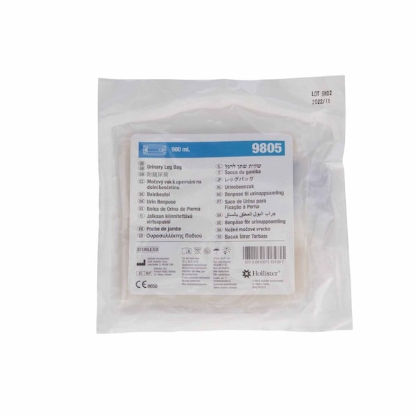 Hollister Urinary Leg Bag Anti-Reflux Valve Sterile 900 mL Vinyl, 10PK 9805 - main